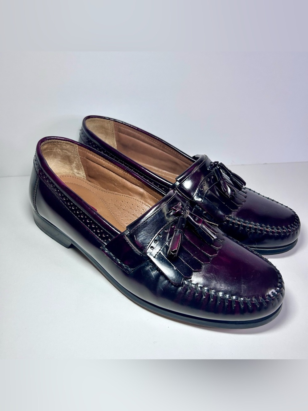 G.H. Bass Grammer Kiltie Loafer Men’s 10.5D Burgundy Oxblood Tassel Slip On